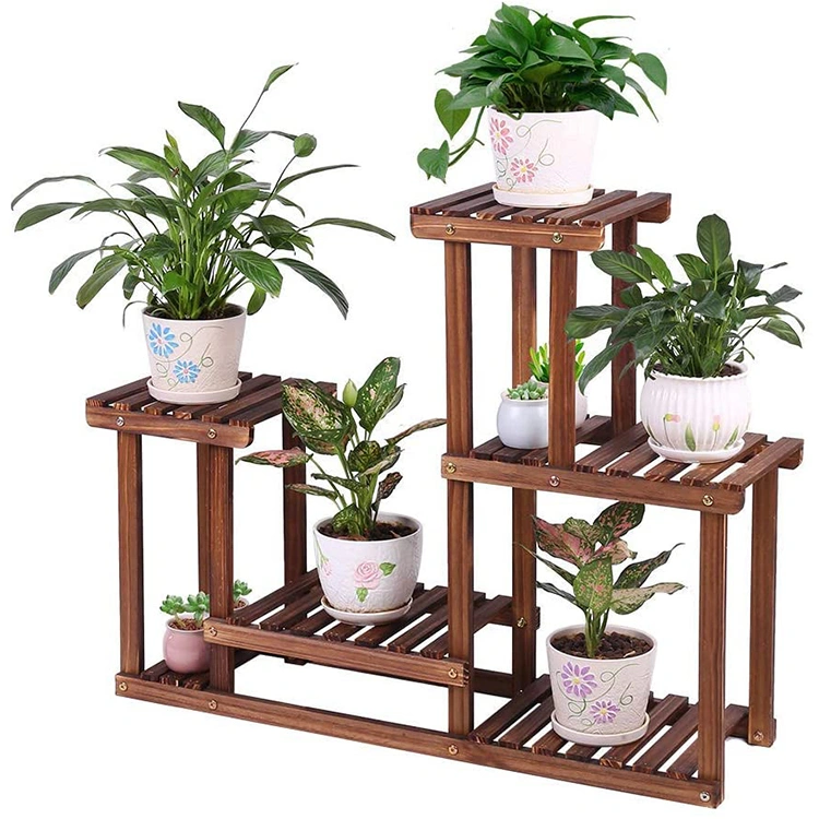 Wholesale Multi Functional Bamboo Pot Stand Flower Plants Display Pot Rack