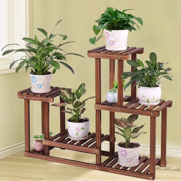 Wholesale Multi Functional Bamboo Pot Stand Flower Plants Display Pot Rack