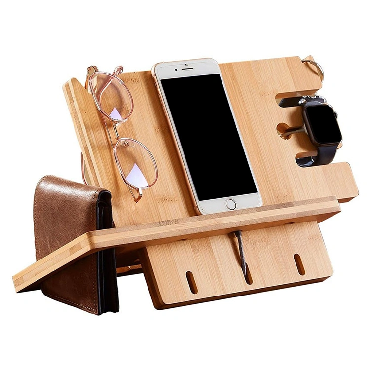 Multifunctional Universal Portable Natural Bamboo Desktop Mobile Phone Holder Tablet Stand
