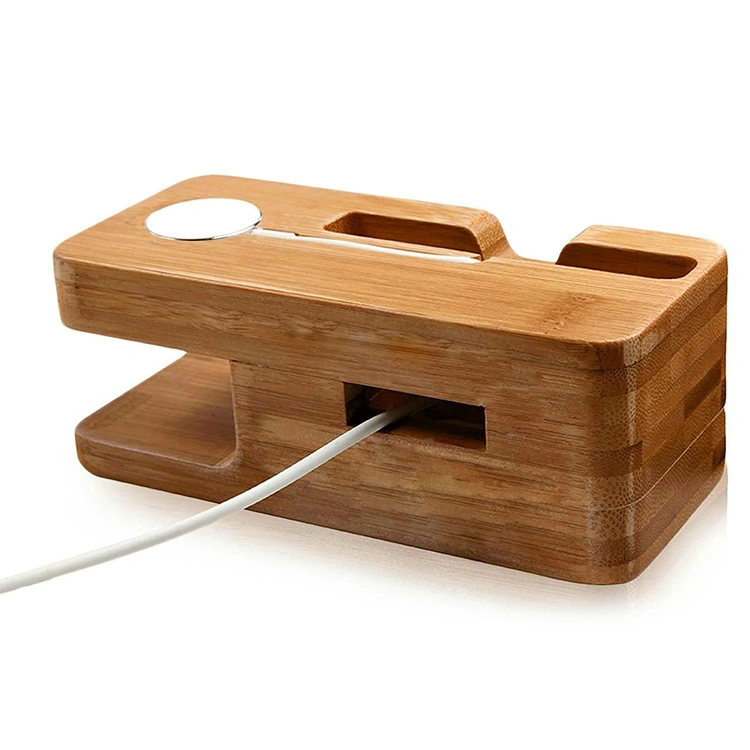 Eco-Friendly Bamboo charging station for mobile phone display stand rack