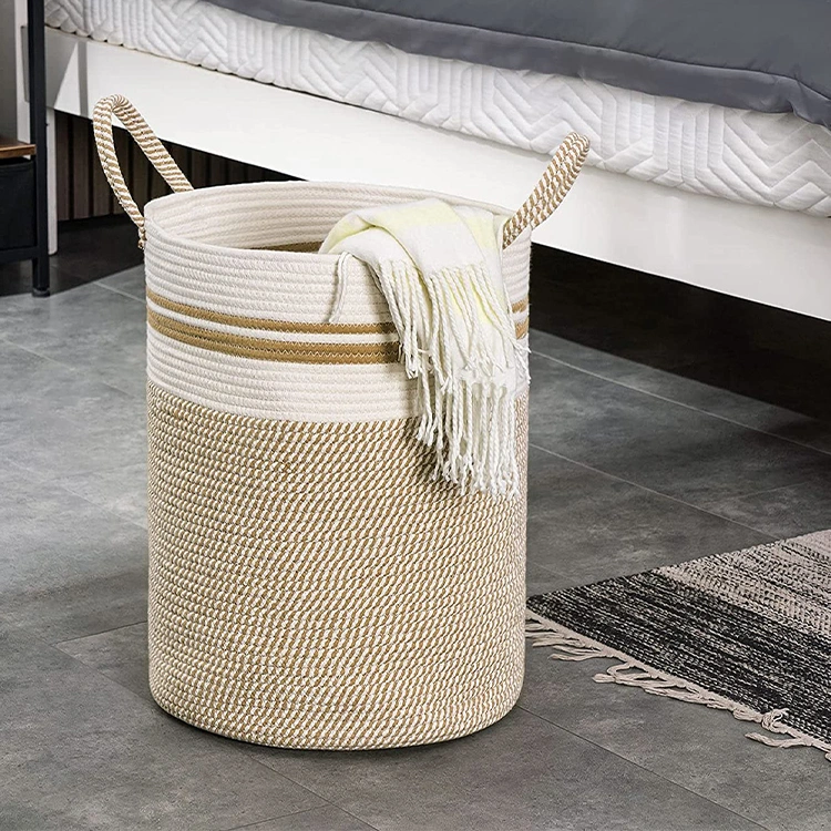 Hot Selling Household Foldable Stylish Cotton Laundry Basket For Bathroom