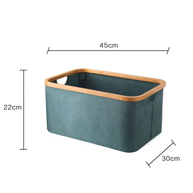 Foldable Bamboo Rim Cloth Storage Basket Large Collapsible Laundry Basket Organizer