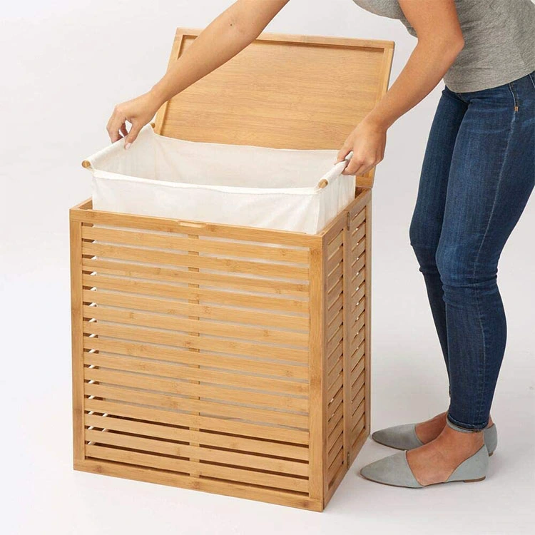 Hot Selling Waterproof Wooden Rattan Rectangle Folding Bamboo Laundry Basket