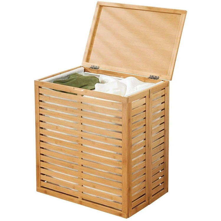 Hot Selling Waterproof Wooden Rattan Rectangle Folding Bamboo Laundry Basket