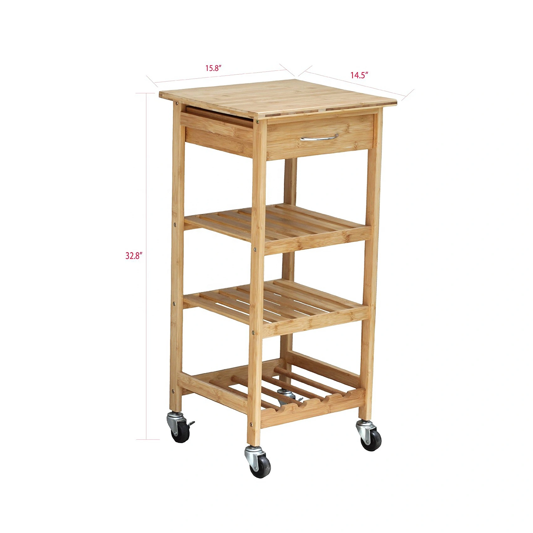 4 tiers bamboo wooden kitchen trolley kitchen cart