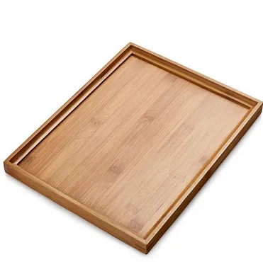 Home Bamboo Rectangular Simple Multi-functional Solid Wood Tray Bamboo Tea Tray