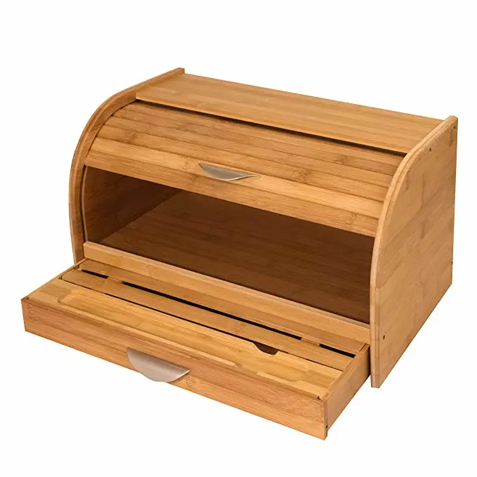 Bamboo Bread Box For Kitchen