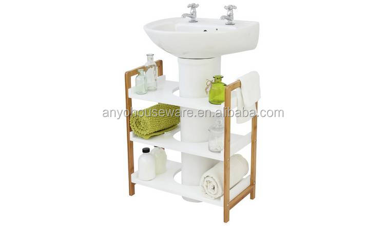 Eco-Friendly High Quality 3 tier Undersink Bamboo Storage Unit Bamboo Shelf