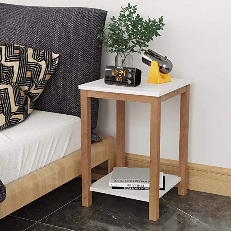 Side Table Modern Industrial End Table, 2-Tier Side Table with Storage Shelf, Coffee Table for Living Room Bedroom
