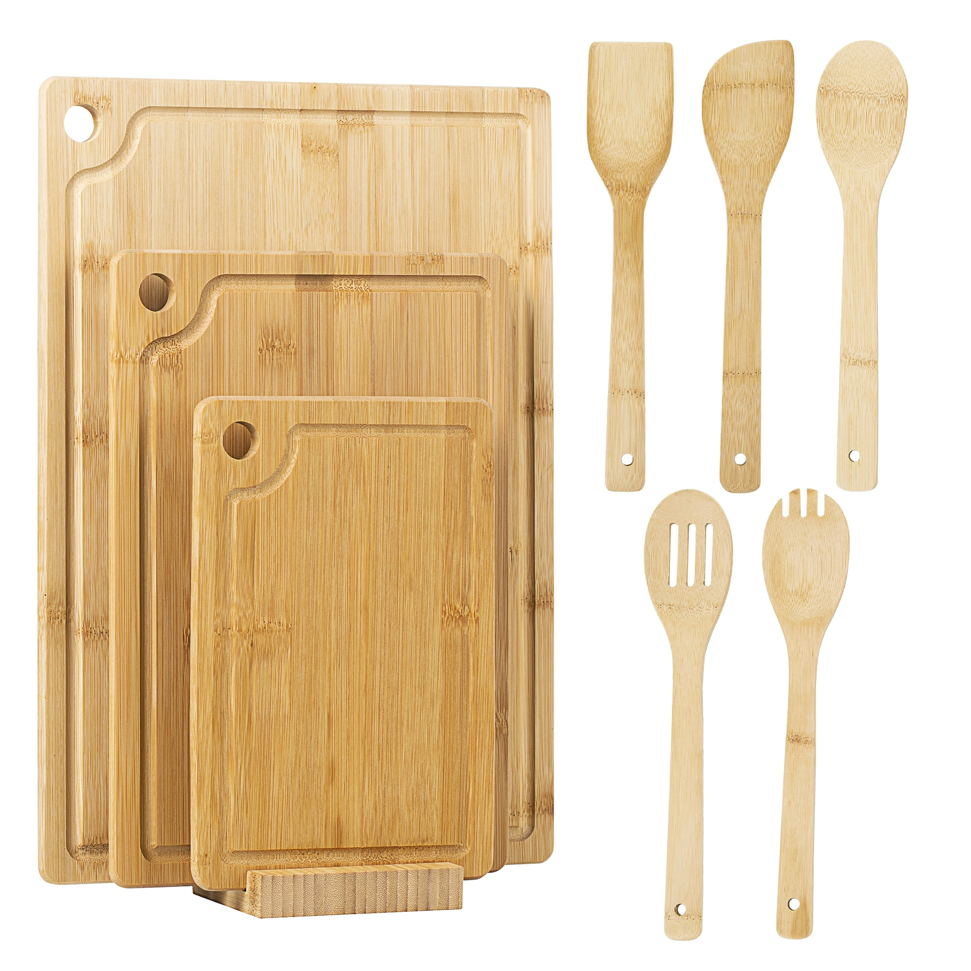 Hot Selling Thick Bamboo Cutting Board With Kitchen Unensil Sets