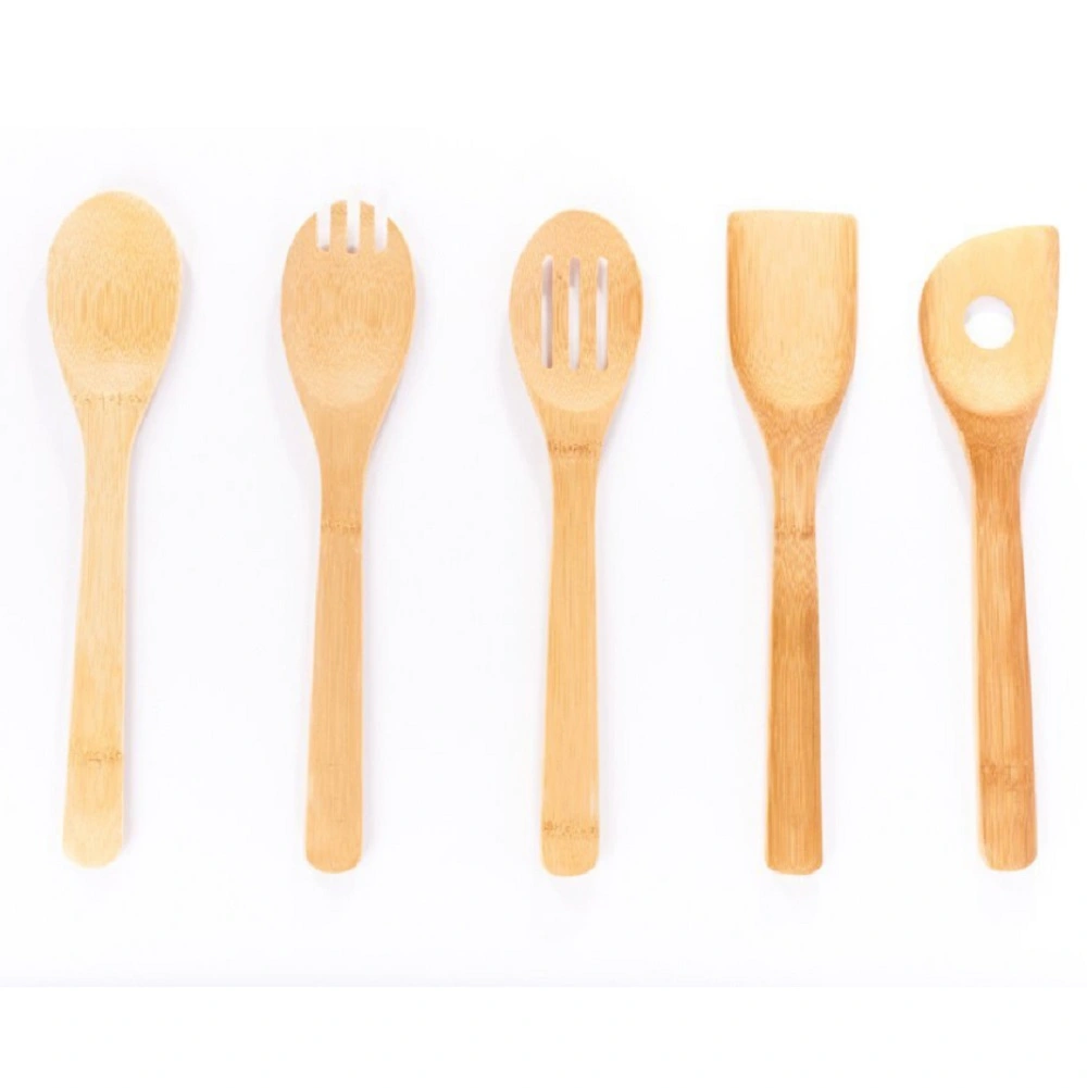 6 Pieces Natural Wooden Bamboo Cooking Serving Utensils