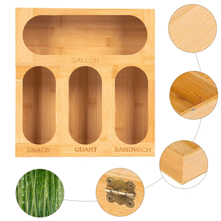 Wholesale High Quality Bamboo Ziplock Storage Bag Organizer for Kitchen
