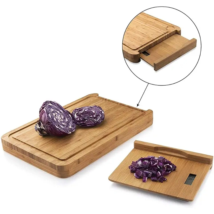 Travel High Quality Adjustable Kitchen Bamboo Cutting Boards With Sliding Electronic Scale