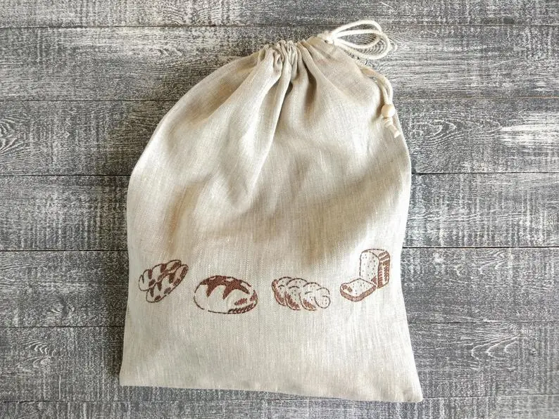 Breads Storage Cotton Linen Sandwiches Food Bag Large Medium Size Printing Logo Custom Reusable Washable Eco Friendly Bread Bags