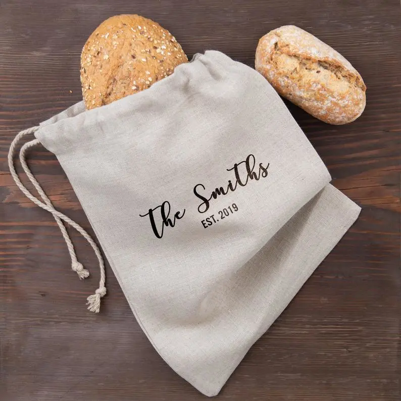 Breads Storage Cotton Linen Sandwiches Food Bag Large Medium Size Printing Logo Custom Reusable Washable Eco Friendly Bread Bags