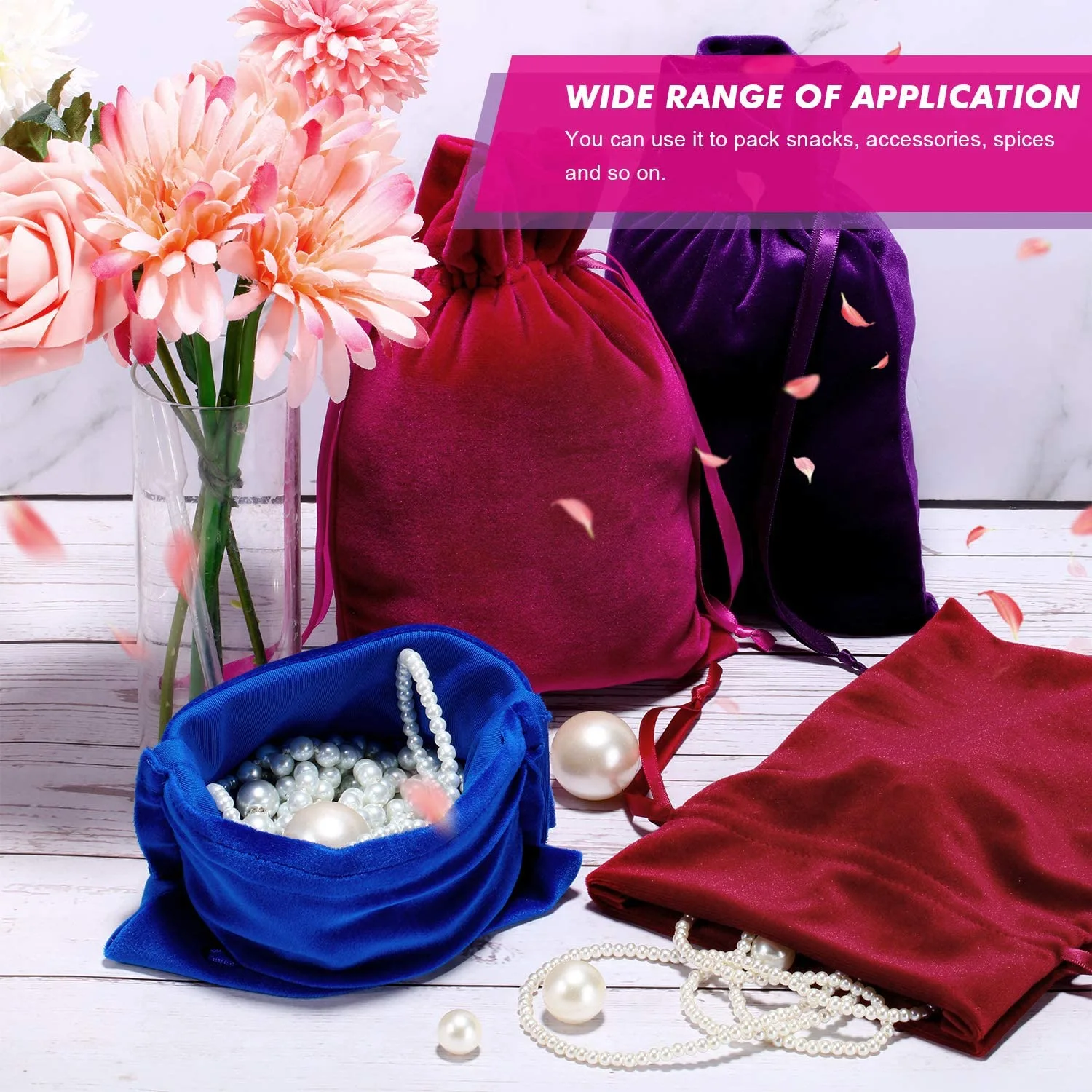 Flannelette Fashion Jewelry Pouch Custom Velvet Drawstring Bag Gift Bag