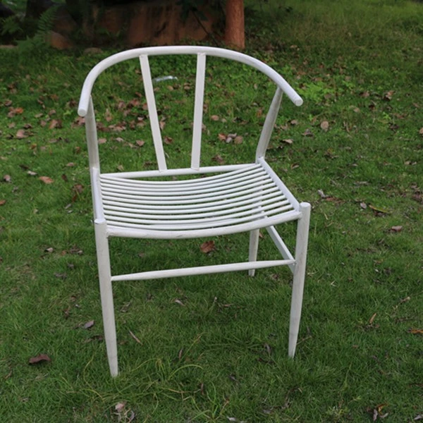 Antique White Outdoor French Patio Decor Iron Garden Long Armchair Furniture