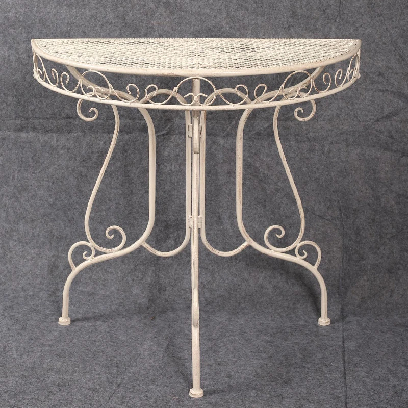 White Console Table Casual Iron Metal Indoor and Outdoor semi-circle displays table For Fireplace Decor