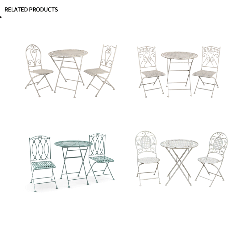 Metal Chair Outdoor Bistro White Frame Folding Garden Iron Chair Set