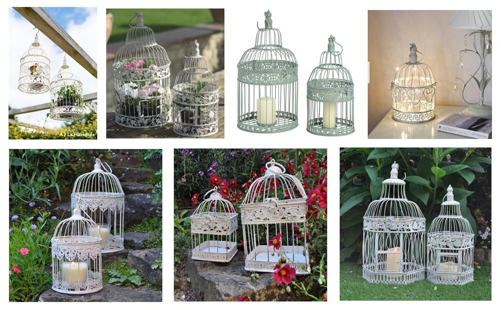 Antique White Metal Decorative Bird Cages For Weddings Flower Plant Stand