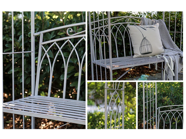 Elegant Metal Iron Outdoor Furniture Pergola Arches With Seat For Wedding Garden Decoration