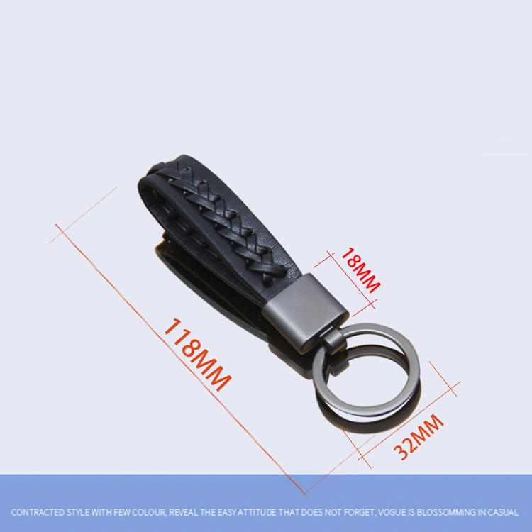 Cheap wholesale color high quality woven leather keychain