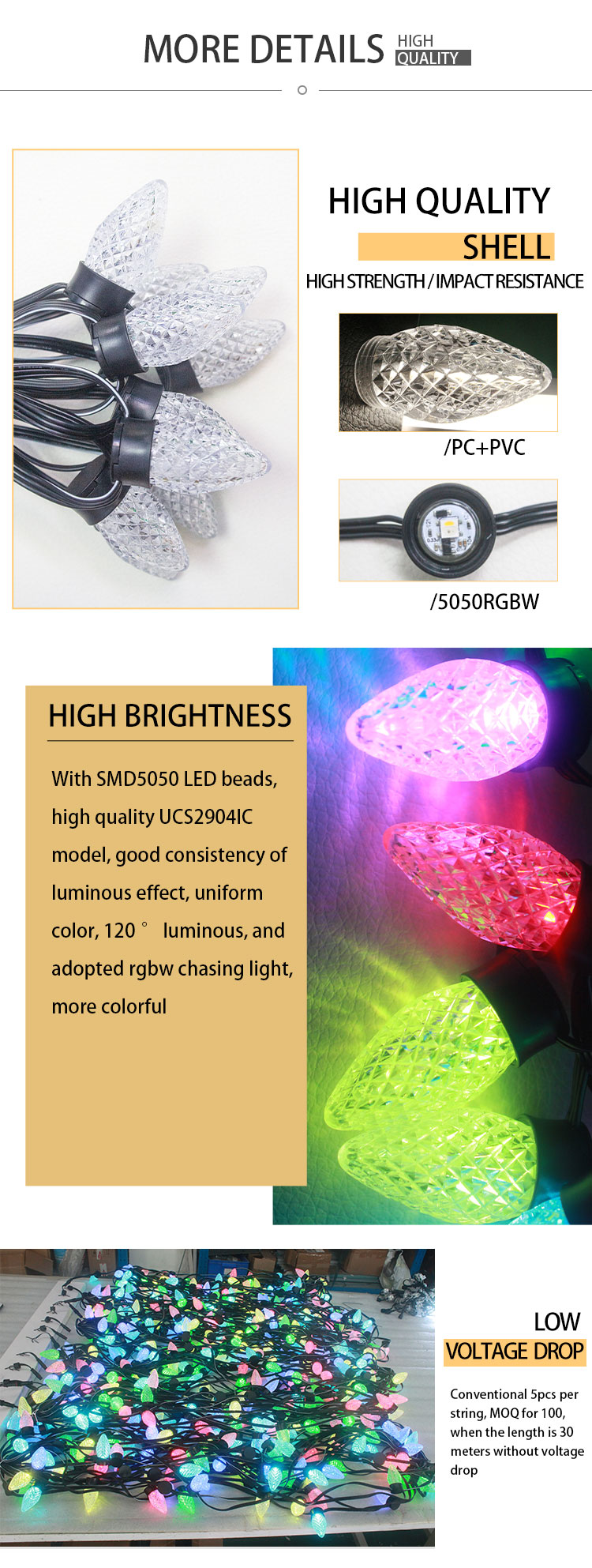 mult-color faceted c9 christmas lights