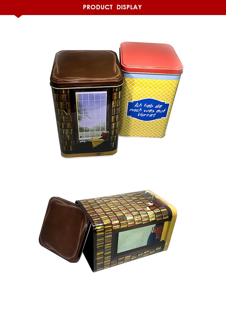Popular custom square metal gift tin box wholesale big storage tin can
