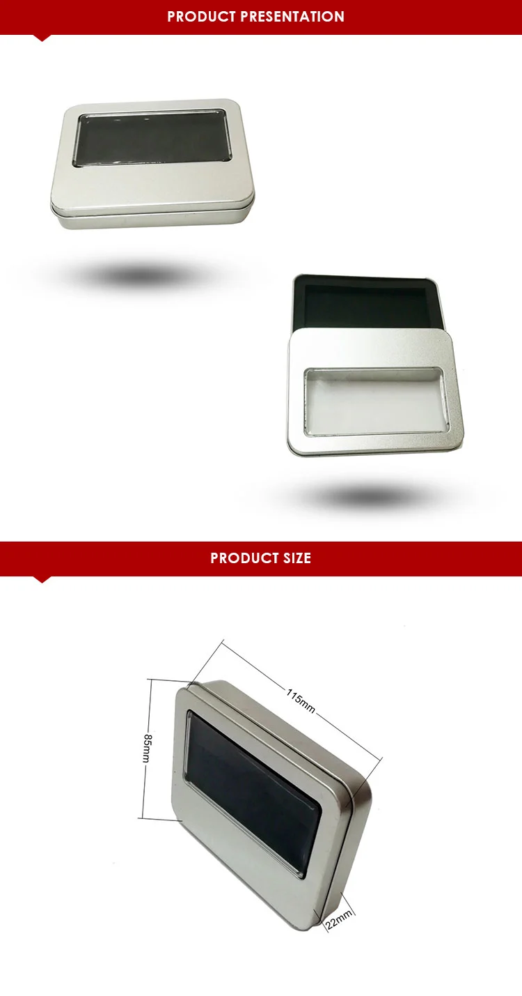 High Quality Custom Metal Tin Can/hinged Box Window Tin/tin Box With Clear Window