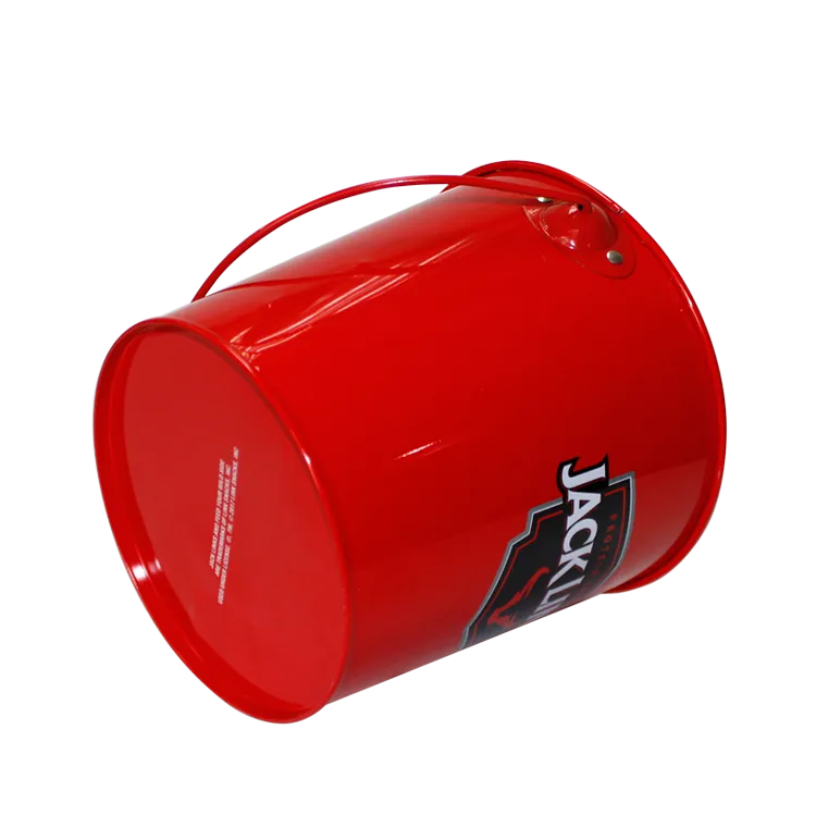 Custom High Quality Pail With portable metal tin bucket,red color garbage can