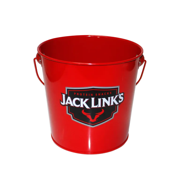 Custom High Quality Pail With portable metal tin bucket,red color garbage can
