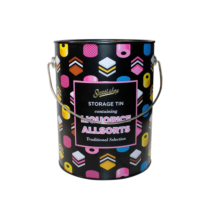 Paint tin bucket with handle factory metal popcorn bucket with lid