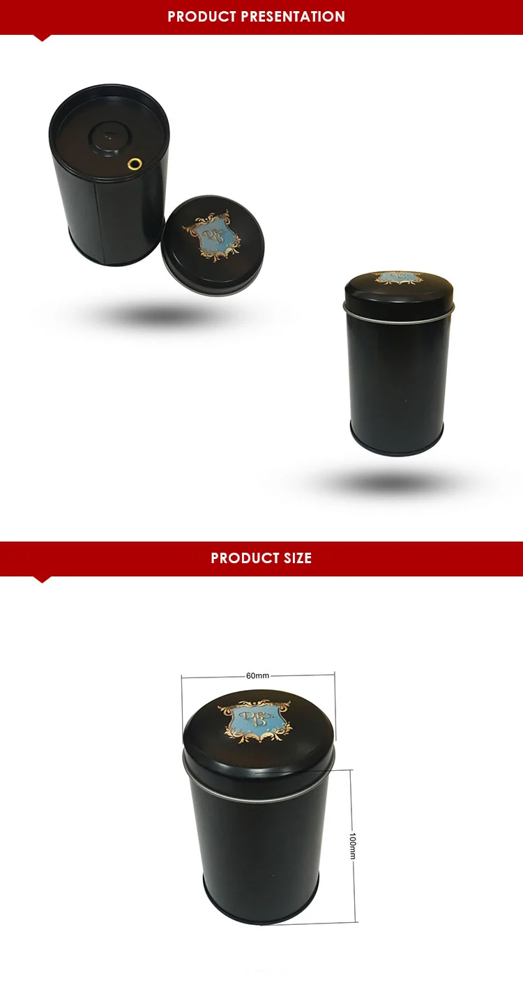 Personalized custom matte black empty metal tin