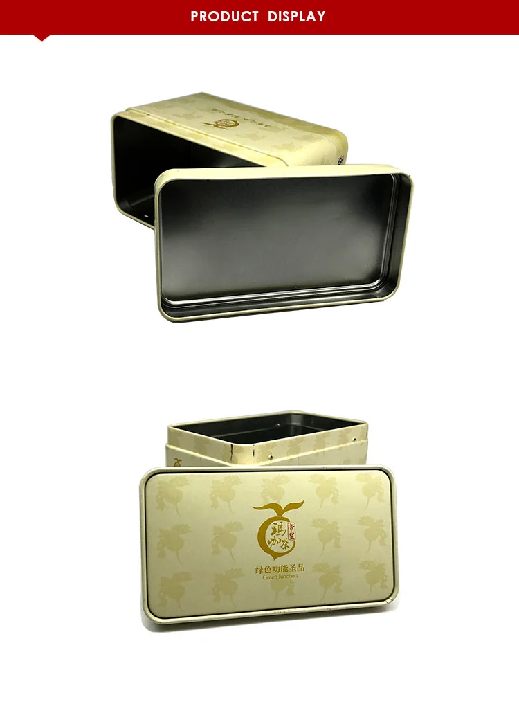 Factory wholesale new design embossed square tea tins with plug lid