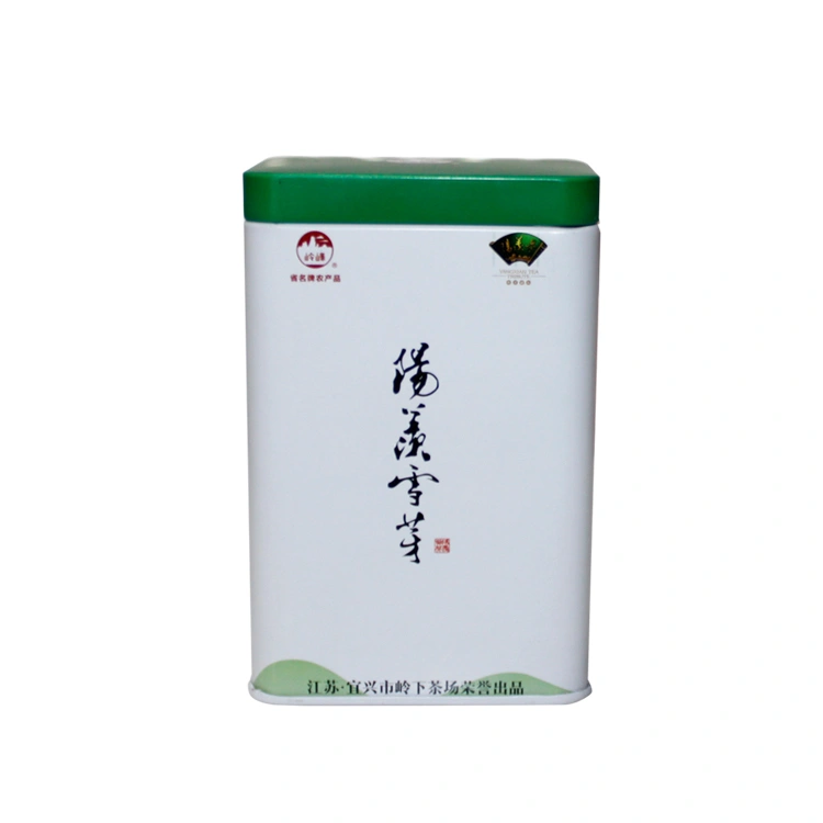 Custom rectangular metal tea tin box green tea packaging tin box