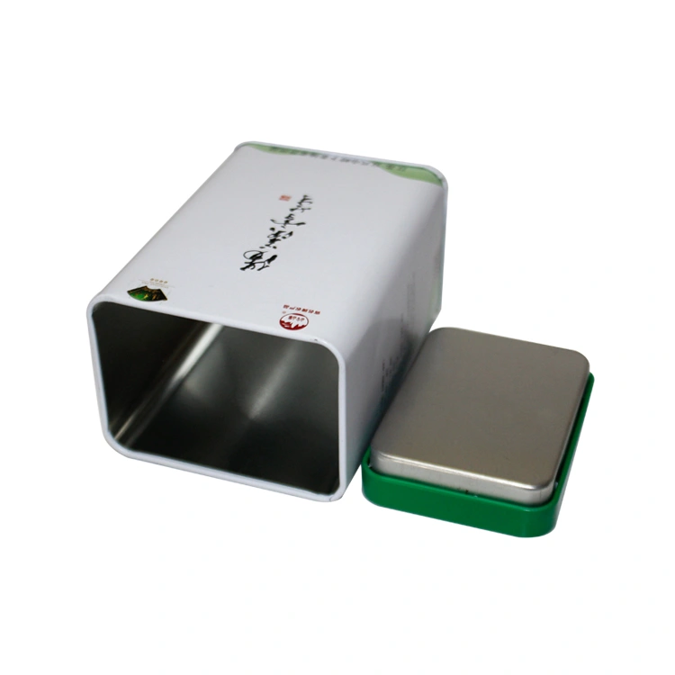 Custom rectangular metal tea tin box green tea packaging tin box