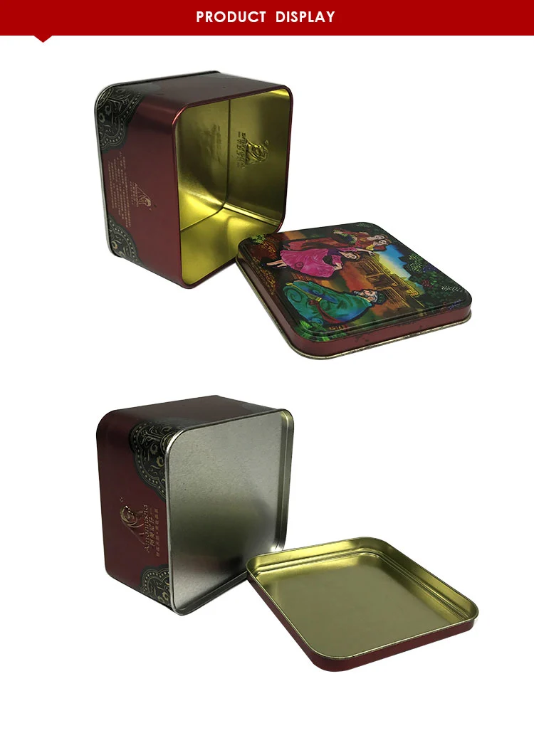 wholesale custom CMYK Printing Food Grade Decorative square storage gift biscuit cookie tins box