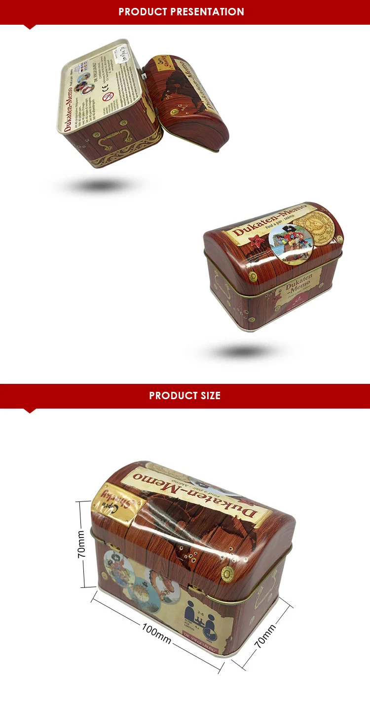 Hot Sale Exquisite Custom Designs Treasure Theme Cookies Candies Package Gift Tin Box Toy Cards Treasure Cosmetics Tin Can