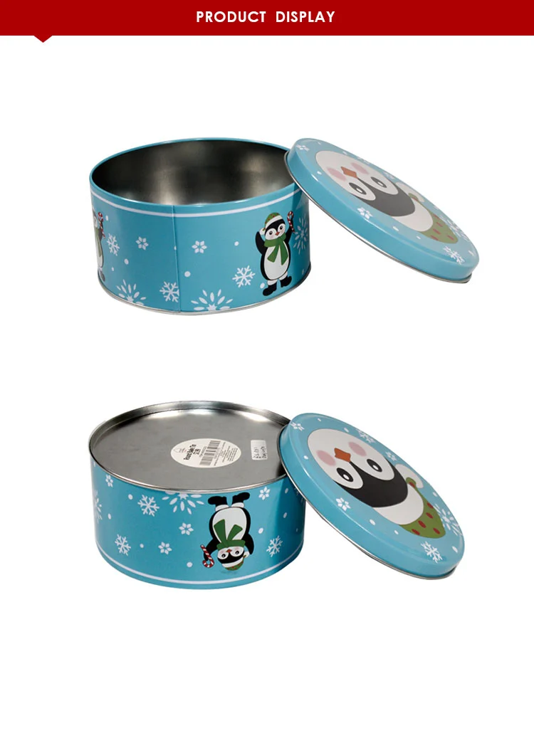 Round Metal Box With Cute Cartoon Pattern For Packing Cookie Chocolate Or Gift
