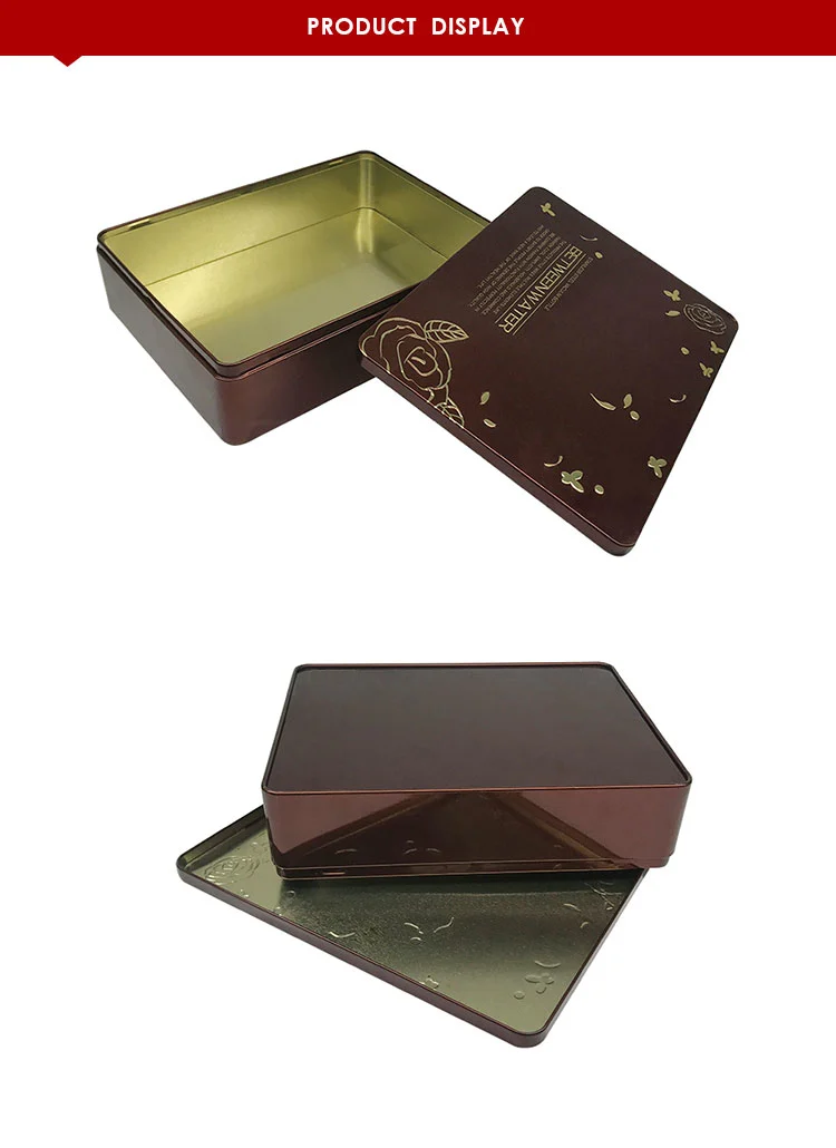 large New Design Rectangular Gold Cosmetics Package Tin Box