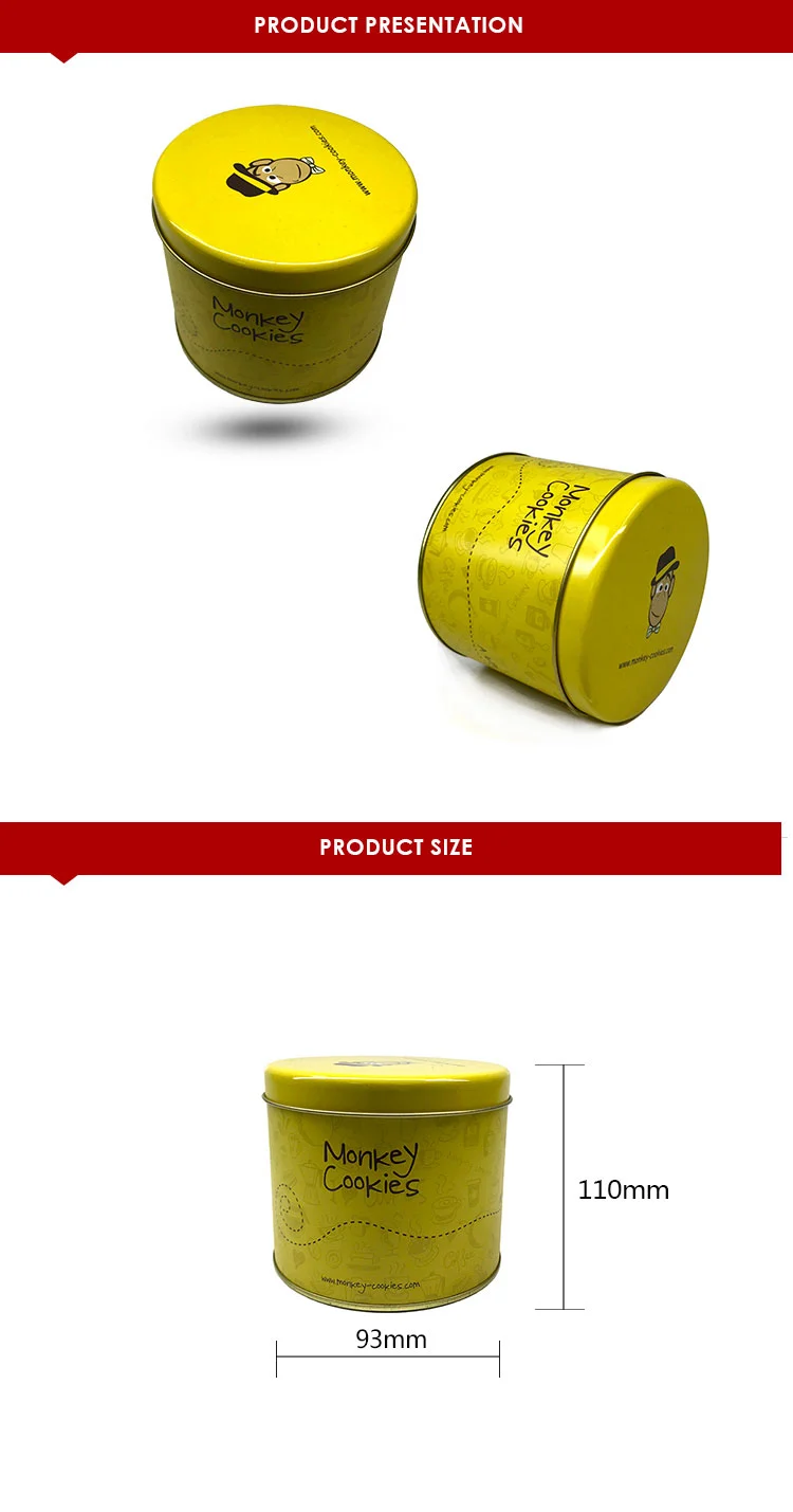 Hot Sale High Quality Empty Round Tea Storage Food Tin Packaging Cookie Tin Boxes