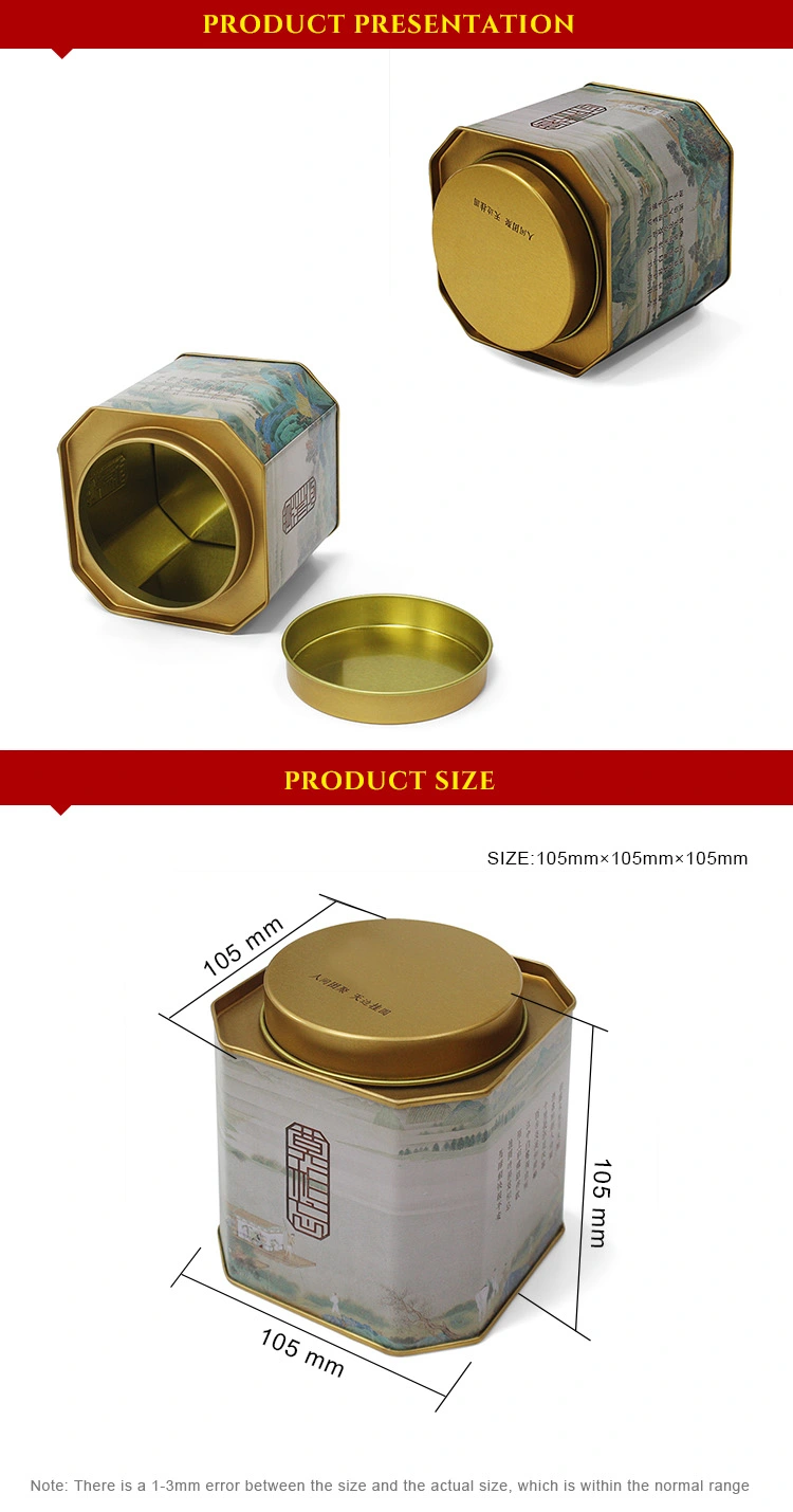 High Quality Metal Can For Tea Packaging Regular Octagonal Tin Box Luxury Octagonal Shaped Tin Box for Biscuit Chocolate Cookie