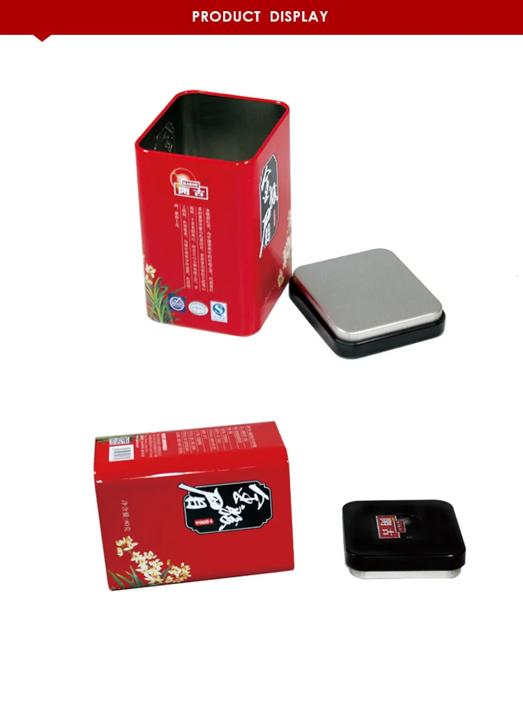 Custom Chinese tea tin box high quality hot sale rectangular tea tin can