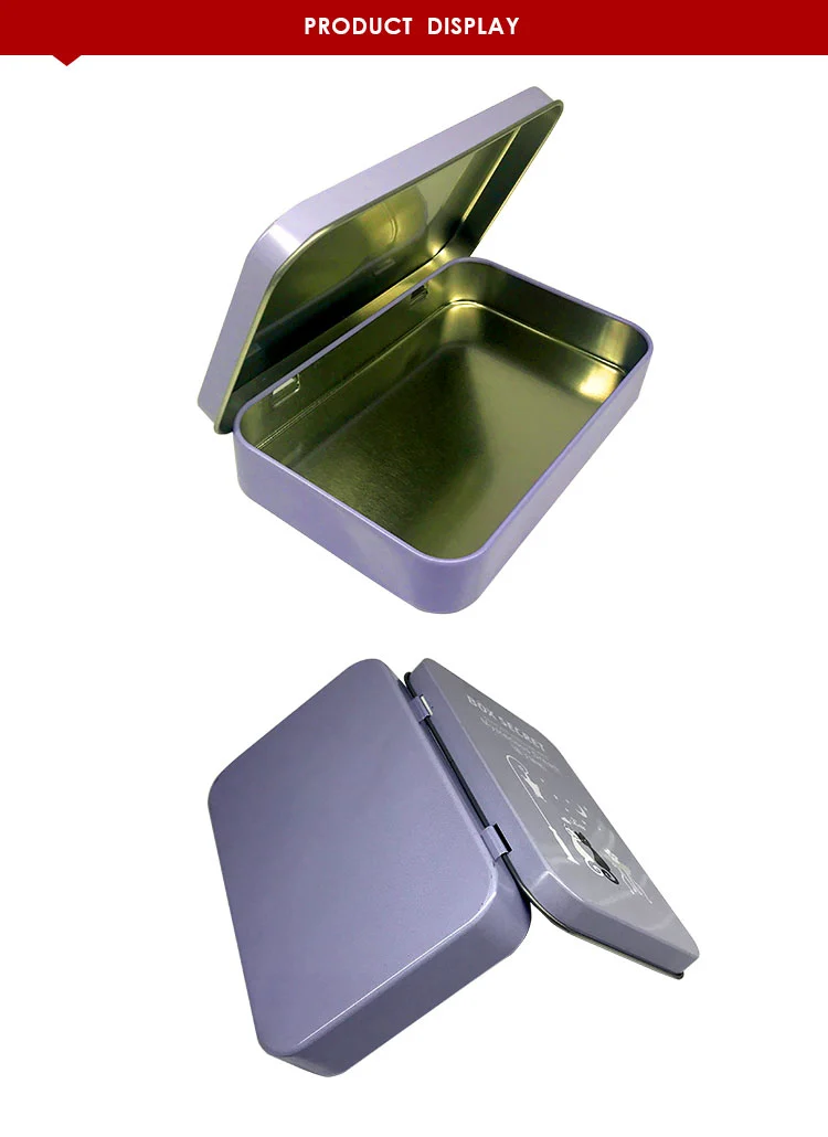 flat hinged tin sewing kit box made of tin With Hinged Lid HiFi wireless earphone metal packing