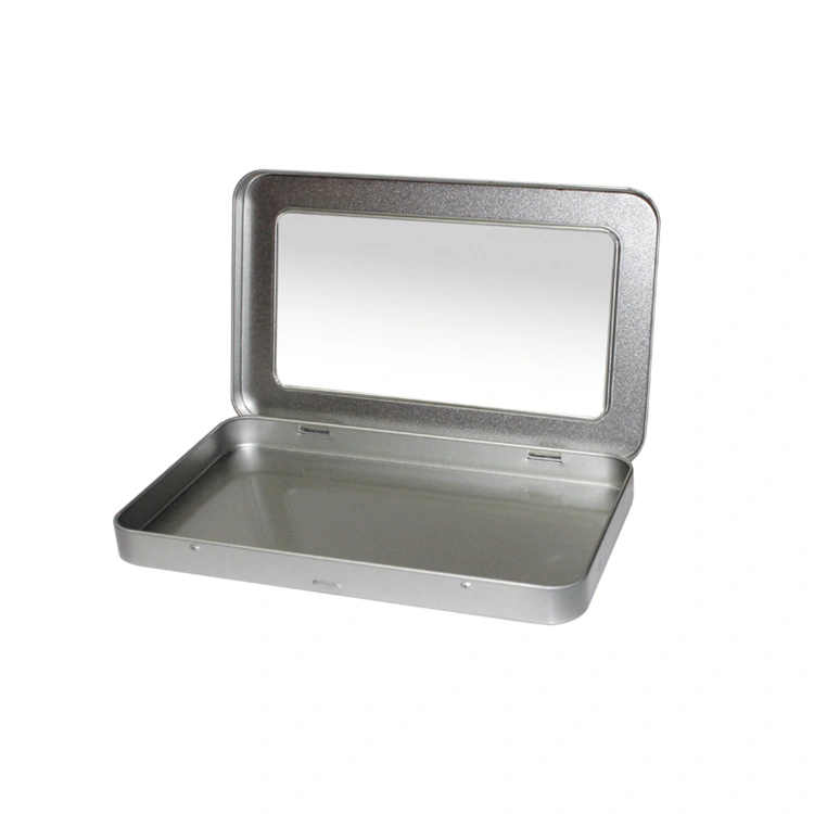 Two Pieces Rectangular Tin With Clear PVC Window Factory Wholesale Metal Hinge Tin Box For Gift Electronics Product Packaging