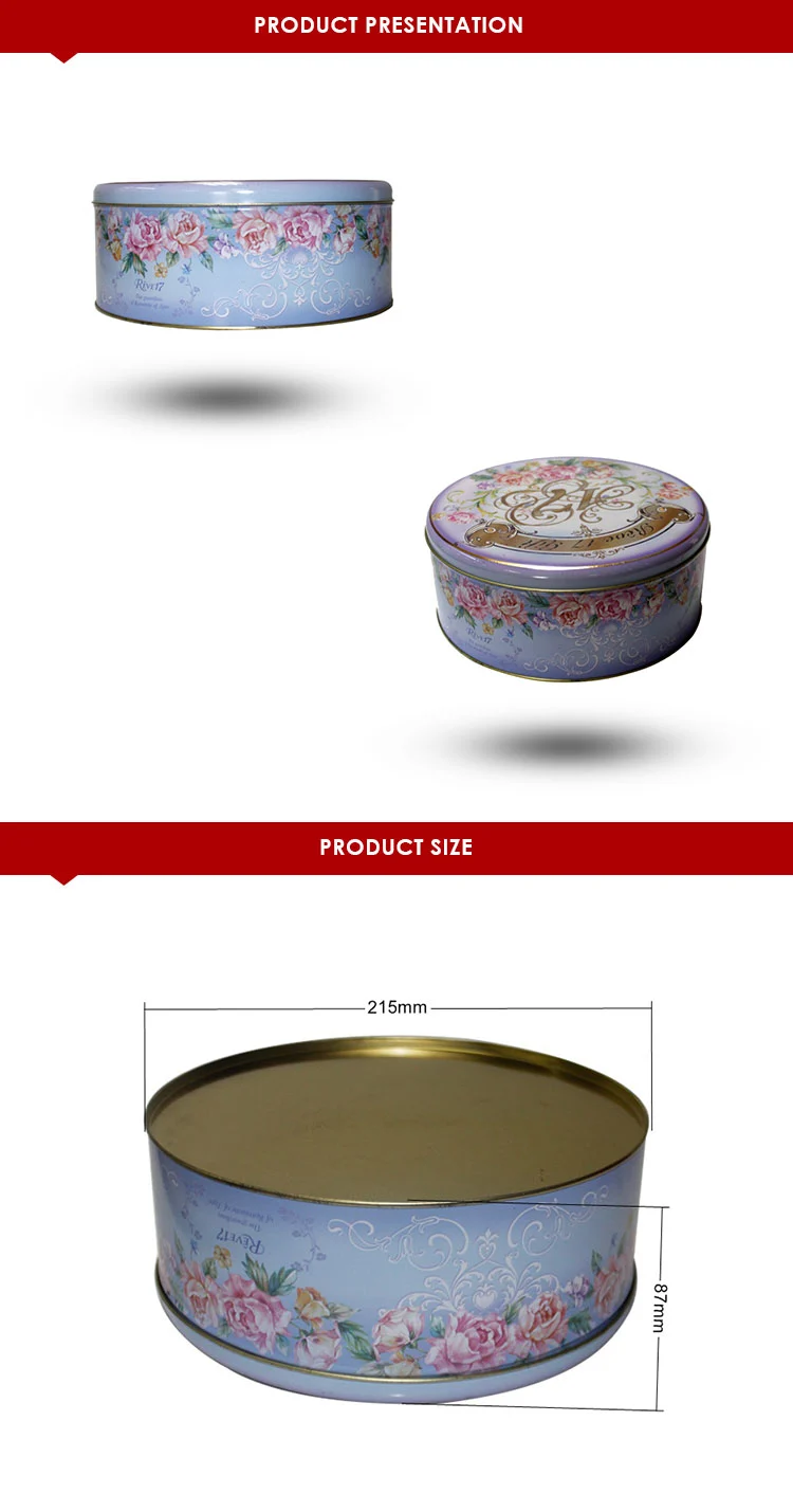 High Quality Round Metal Tin Box Wholesale Tin Biscuit Box Candy Can Gift Case
