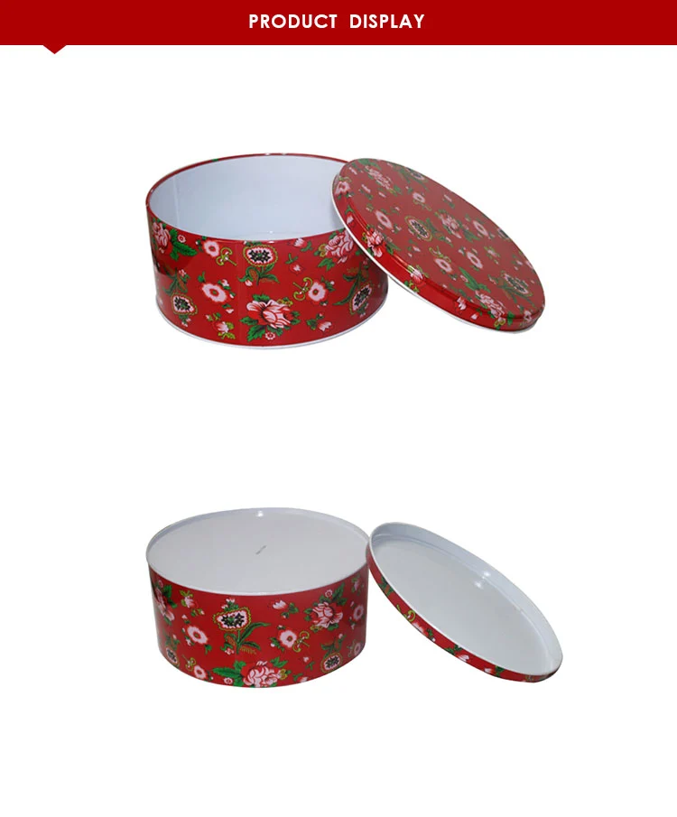 Custom Arabesque round cookie tin boxes factory cheap biscuit tin can