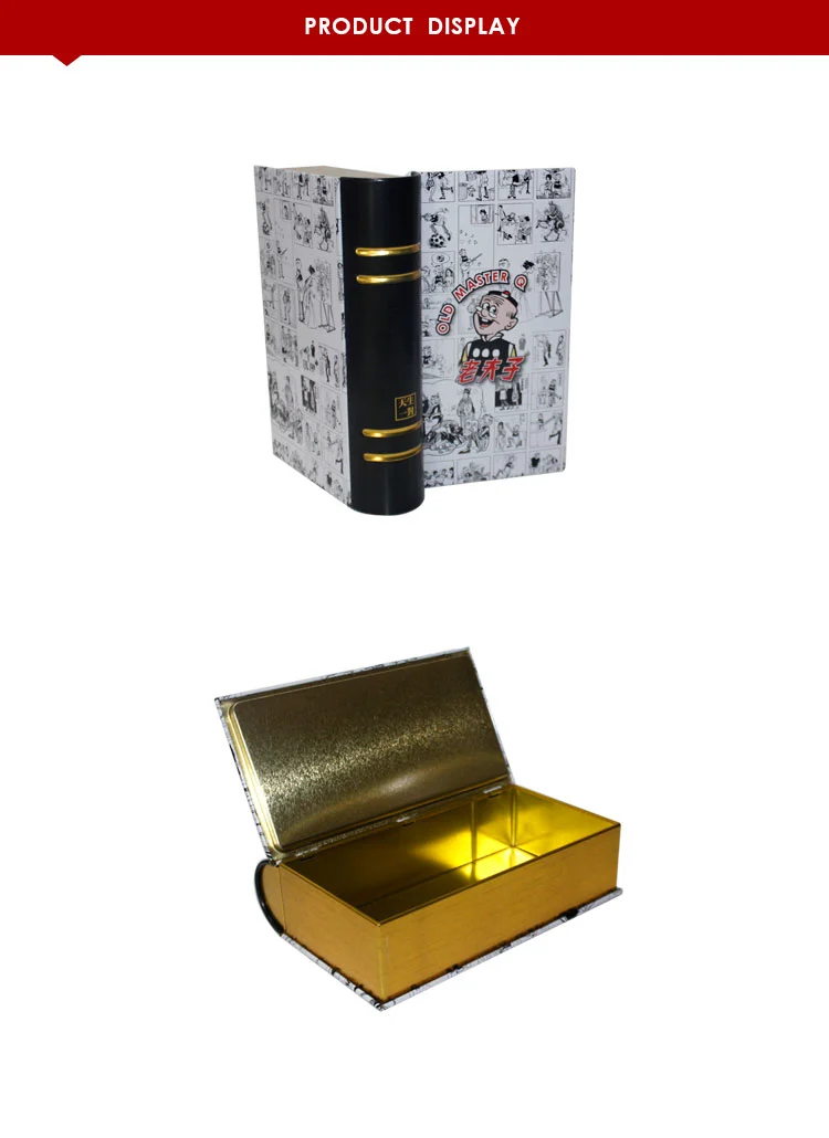 Exquisite crafted wedding gift tin jewelry box fancy book shaped candy gift tin box