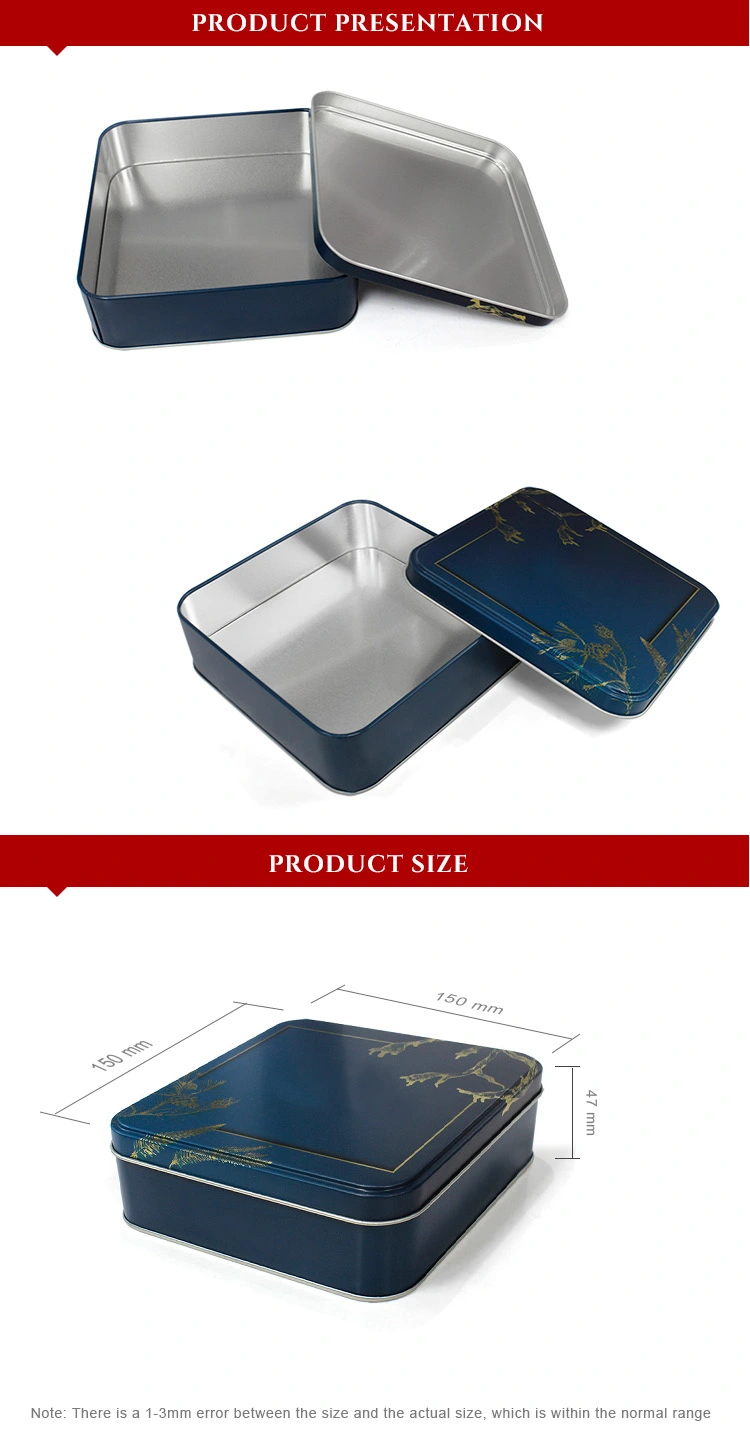 Hot Sale Food Grade Candy Chocolate Biscuit Metal Tin Box Custom Printed Metallic Square Gift Cosmetic Box For Packaging