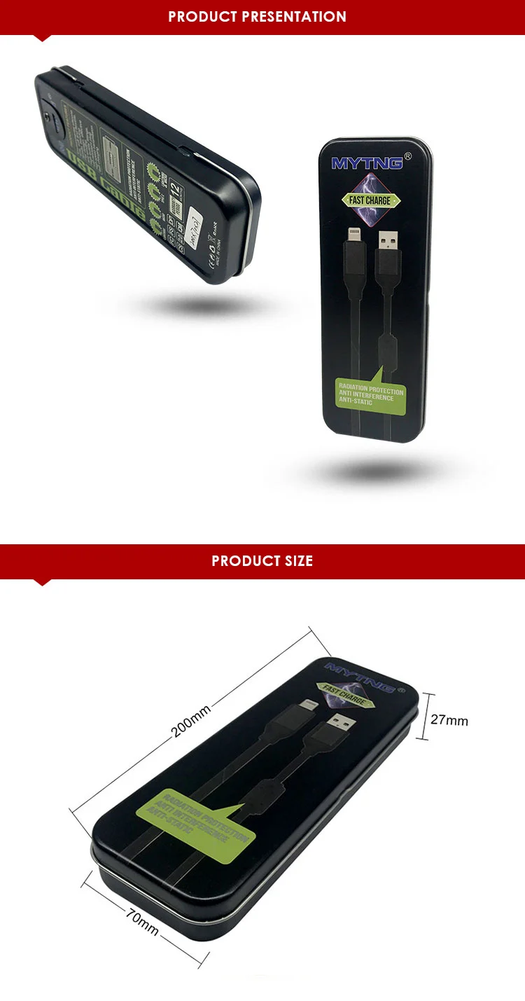 Cool Black Tin Box For USB Cable And Other Electronic Products Packing